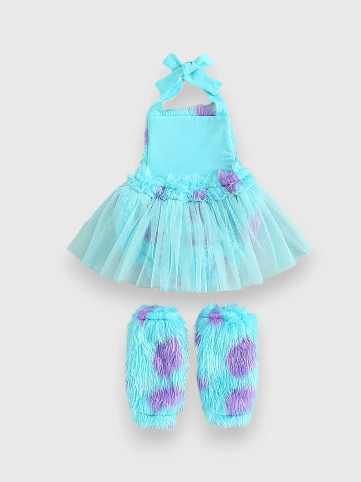 2 Pcs Backless Blue Monster Bodysuit