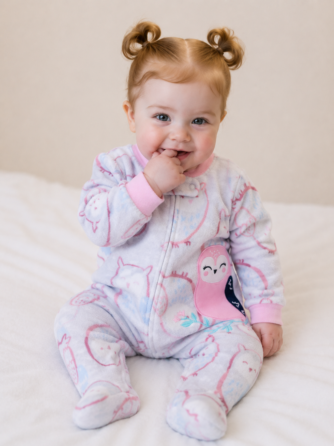 Printed Long Sleeve Baby Romper little owl