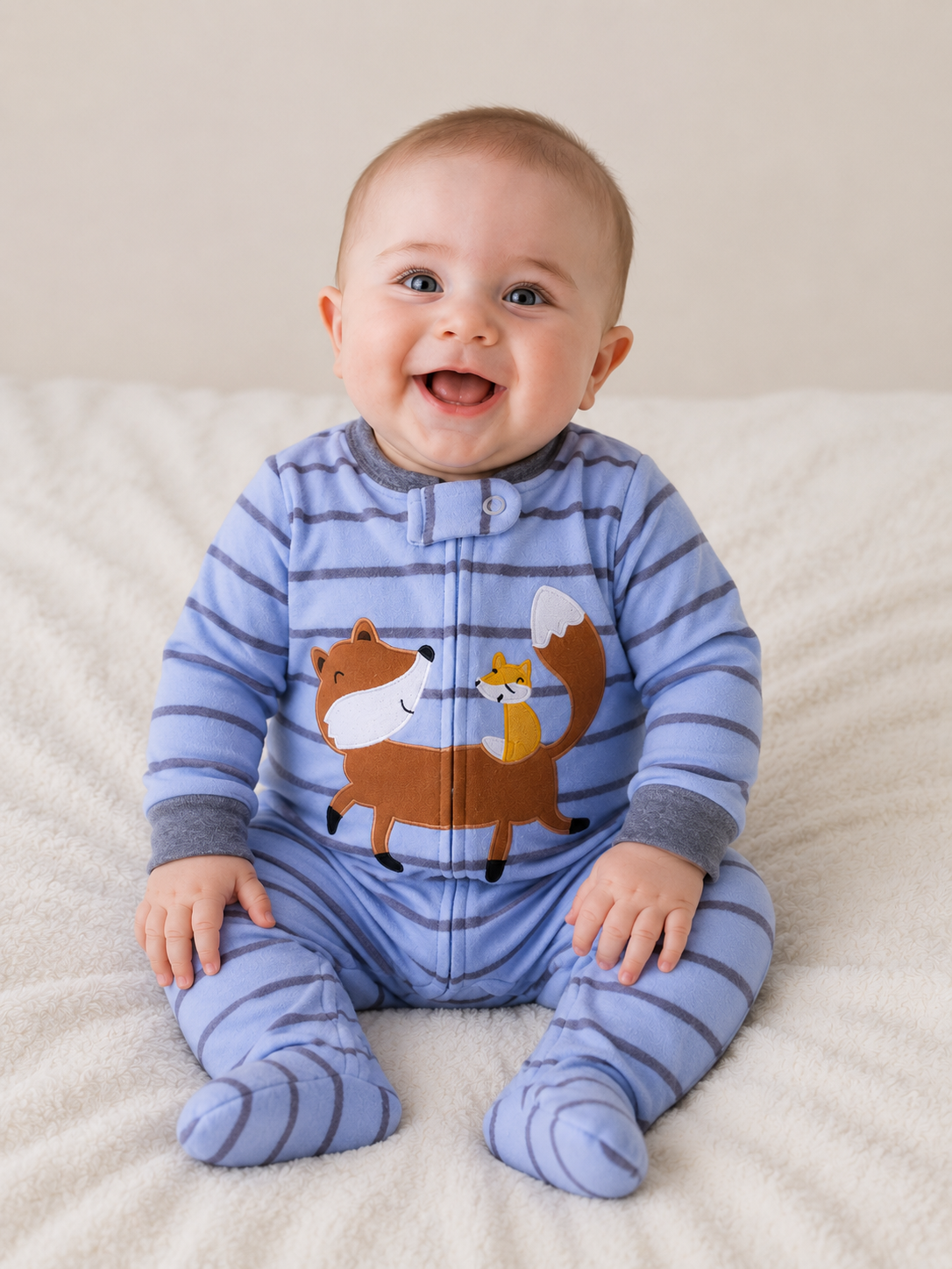 Printed Long Sleeve Baby Romper Fox