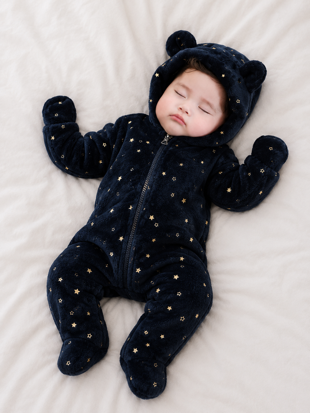 Kids' Plush Jumpsuit Dark Blue