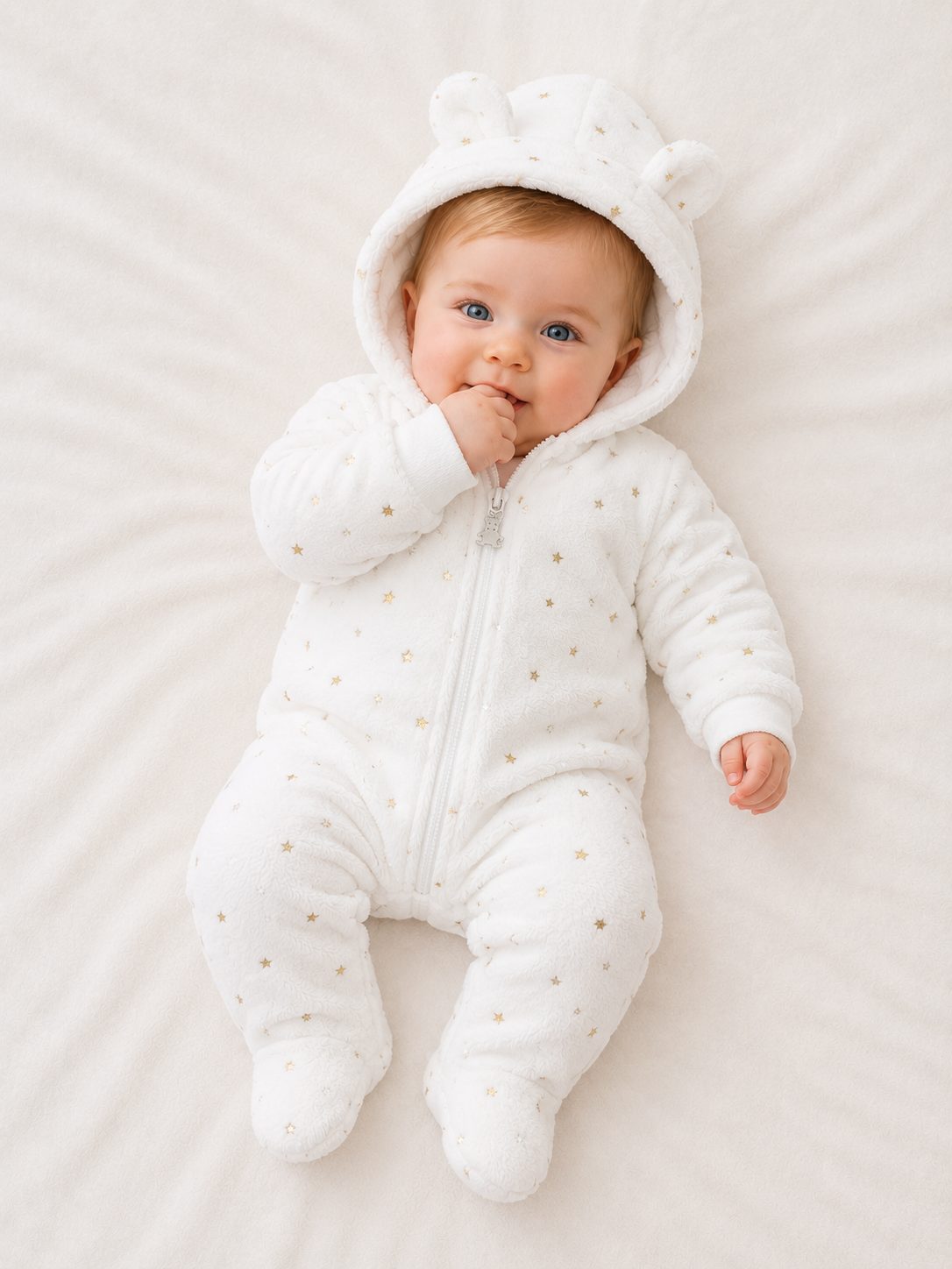 Kids' Plush Jumpsuit White