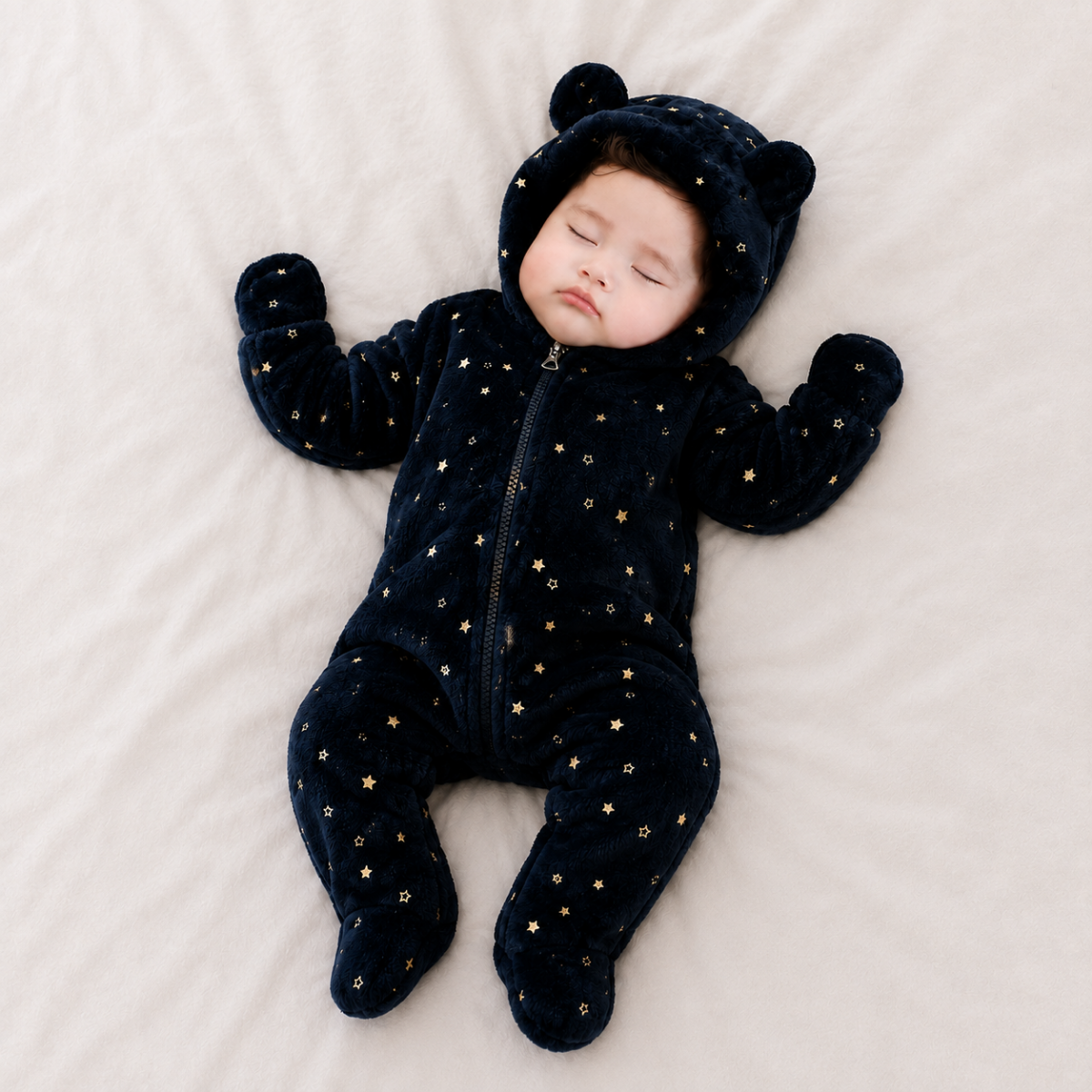 Kids' Plush Jumpsuit Dark Blue