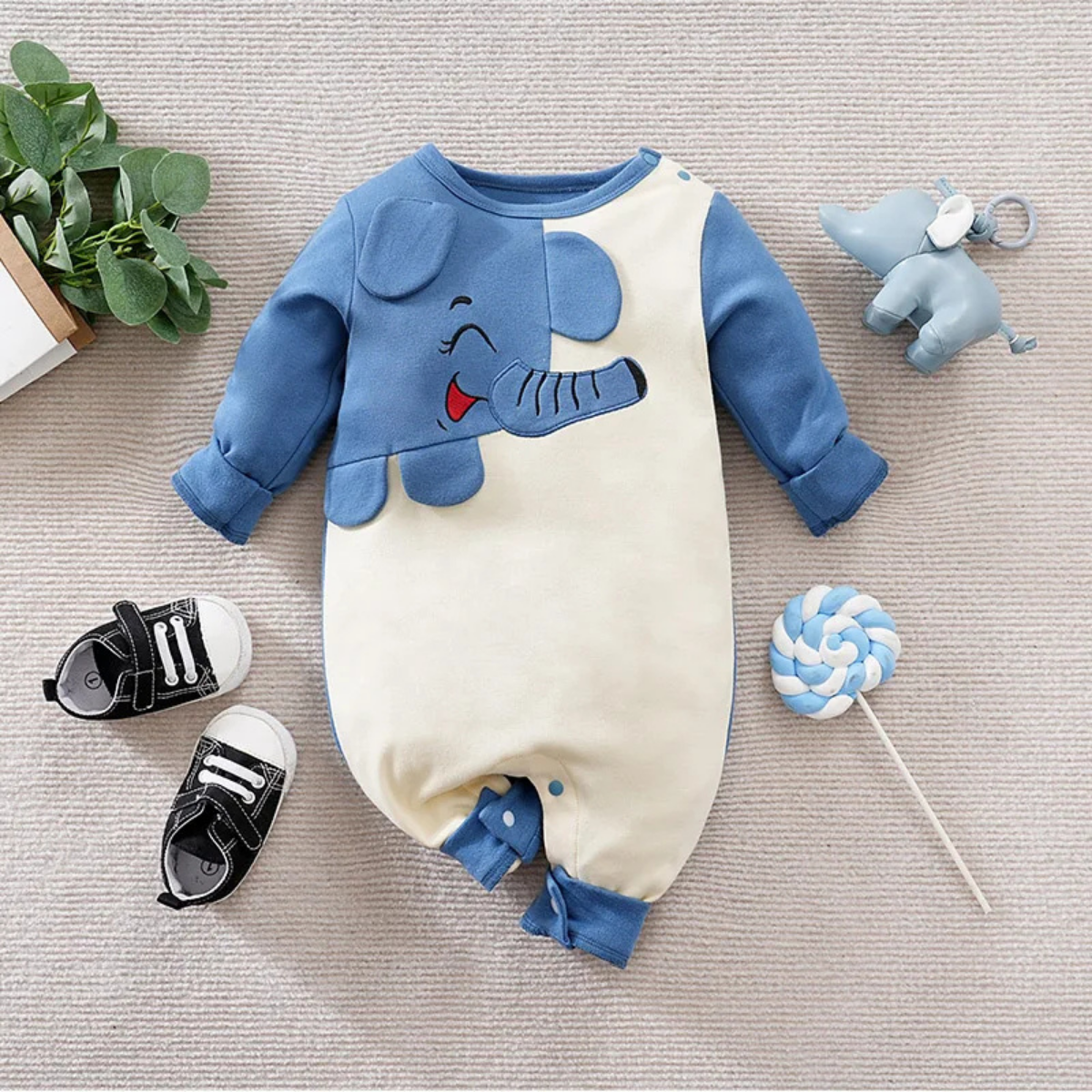 Elephant Print Baby Romper