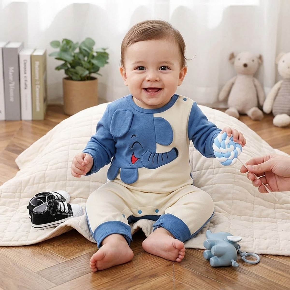 Elephant Print Baby Romper