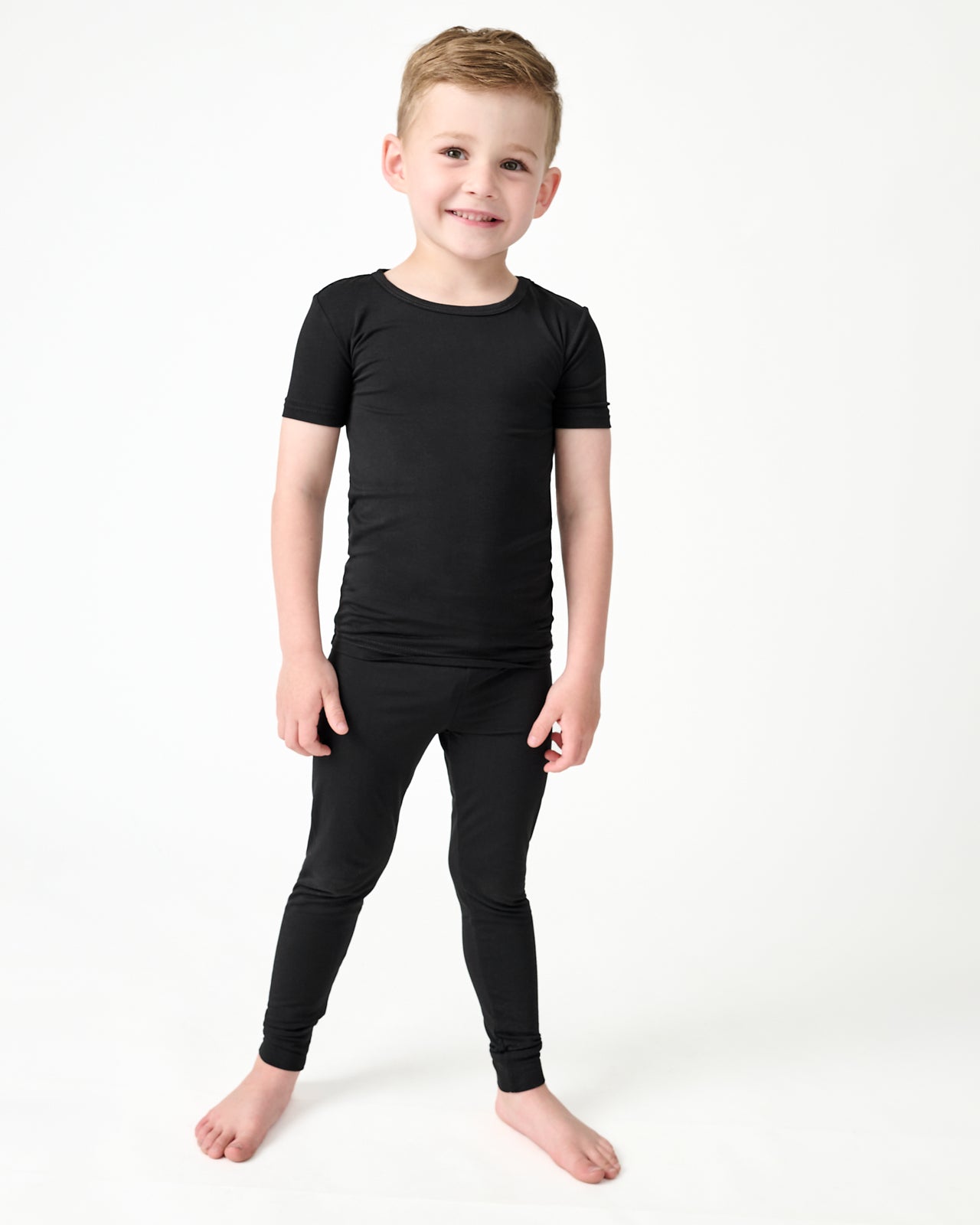 Black Two-Piece Short Sleeve Pajama Set