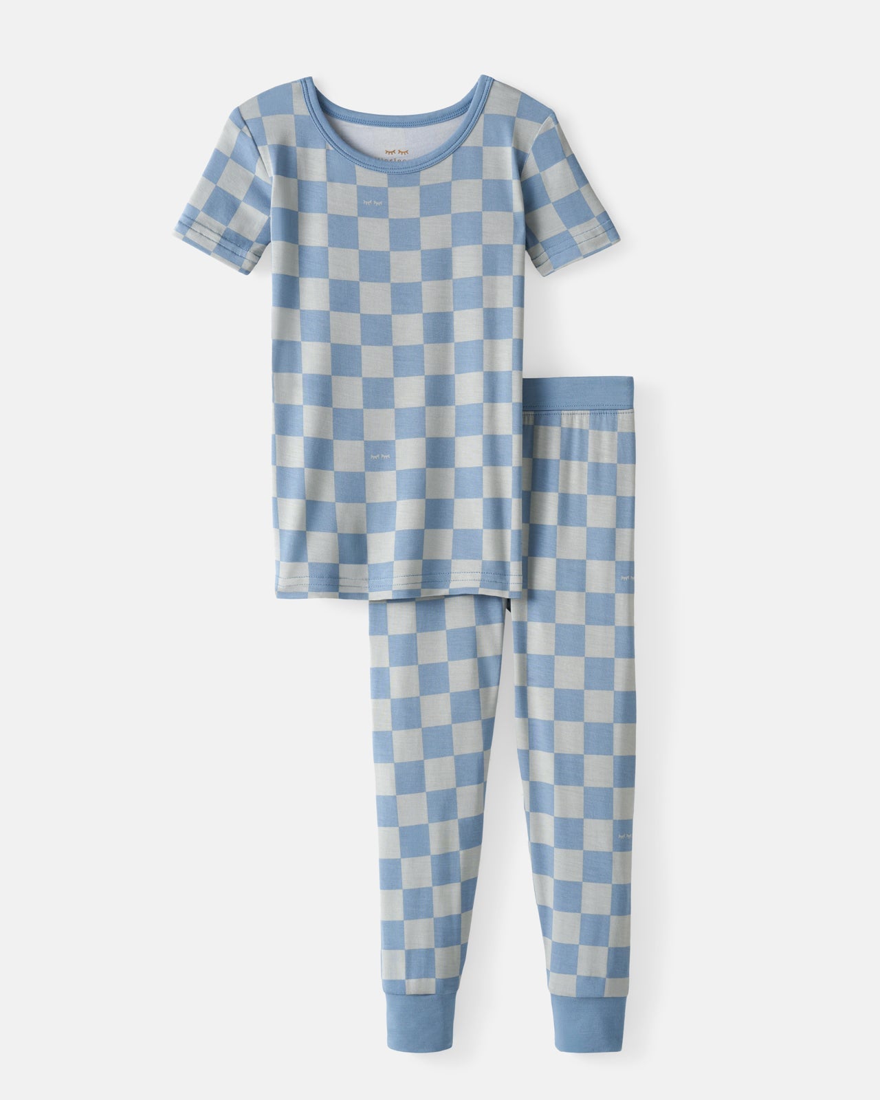 Dusk Blue Checks Two-Piece Short Sleeve Pajama Set