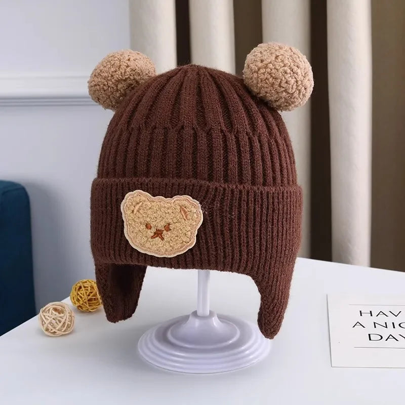 Cozy Bear Ear Baby Knit Hat