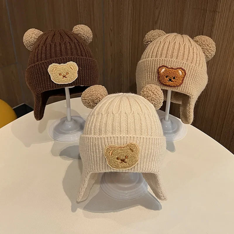 Cozy Bear Ear Baby Knit Hat