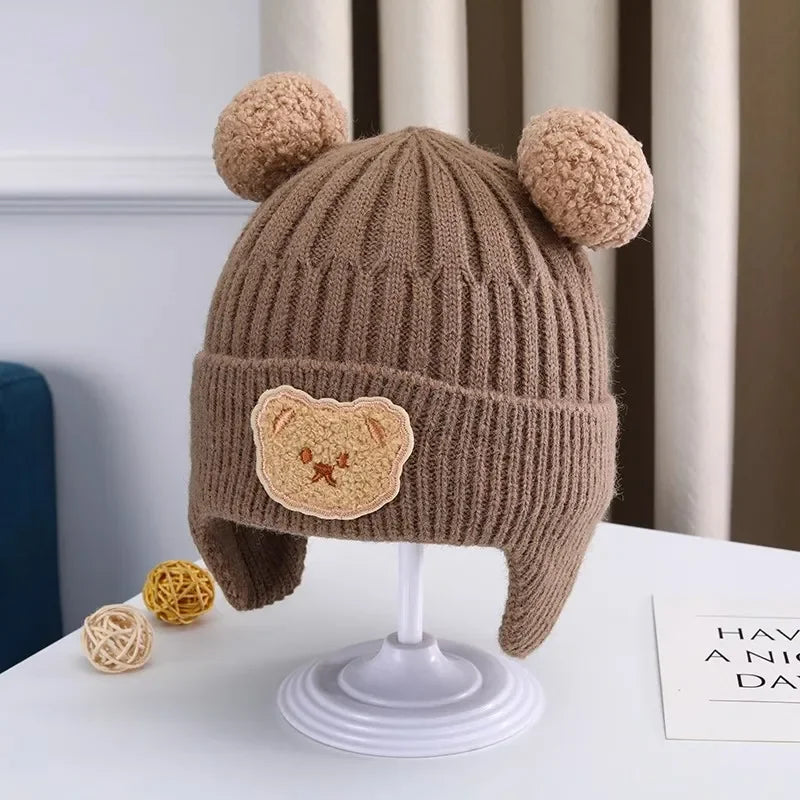 Cozy Bear Ear Baby Knit Hat