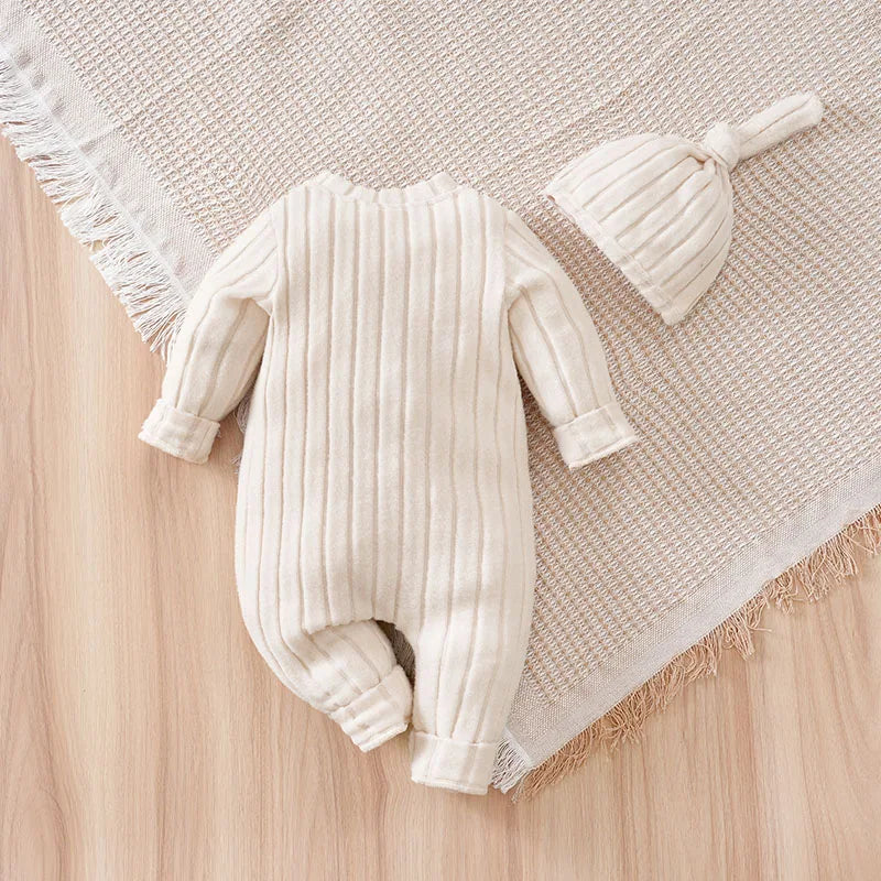 Knitted Bear Romper & Hat Set