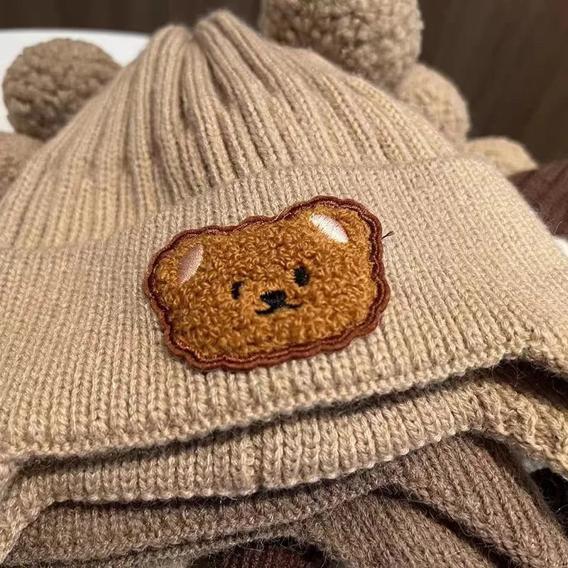 Cozy Bear Ear Baby Knit Hat