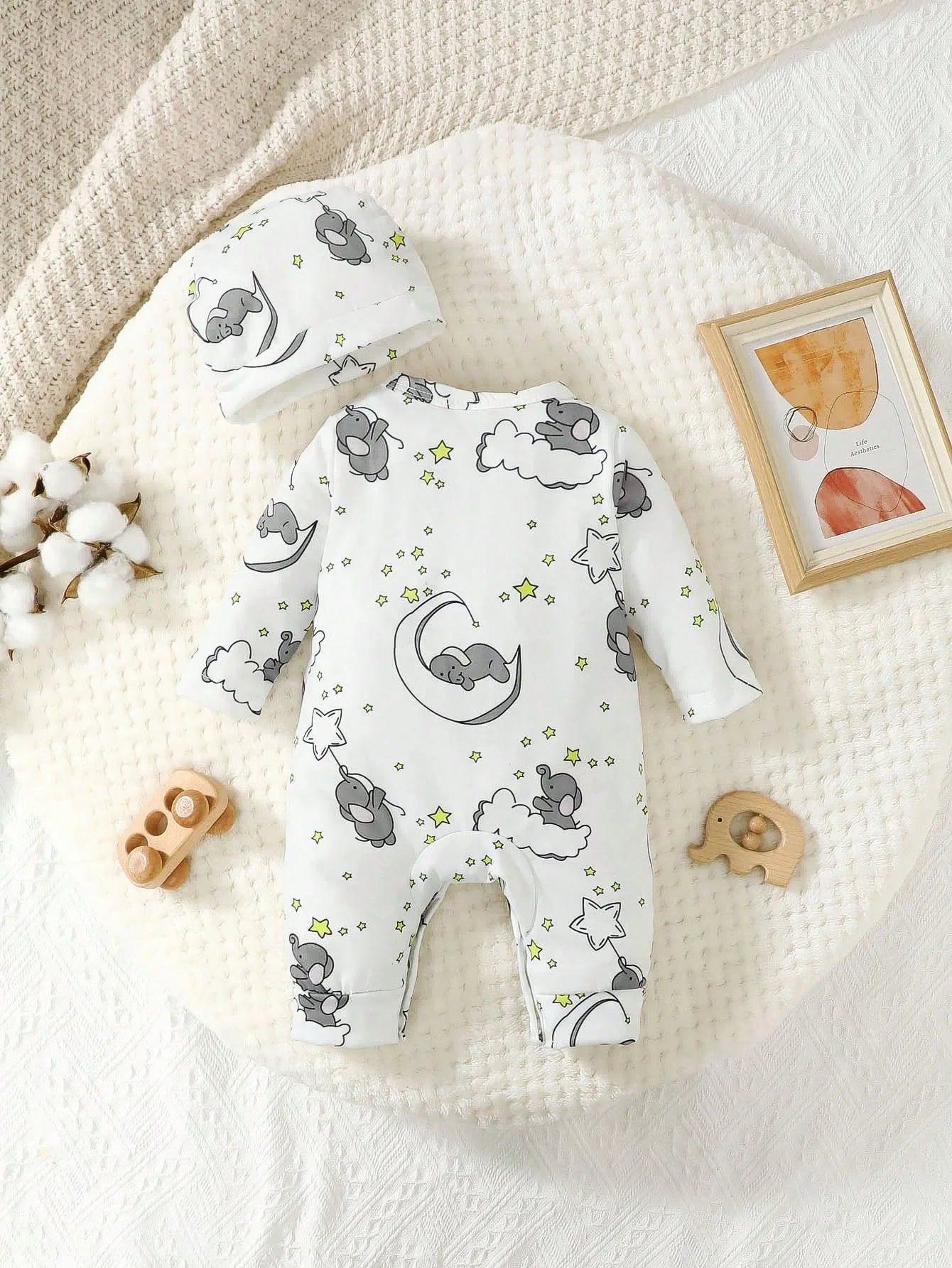 Elephant Baby Romper & Hat Set