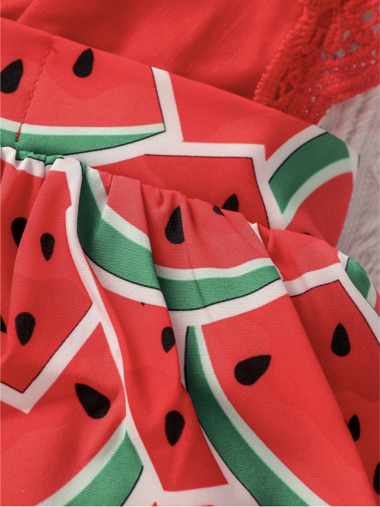 Baby Girl Watermelon Dress with Bow Headband