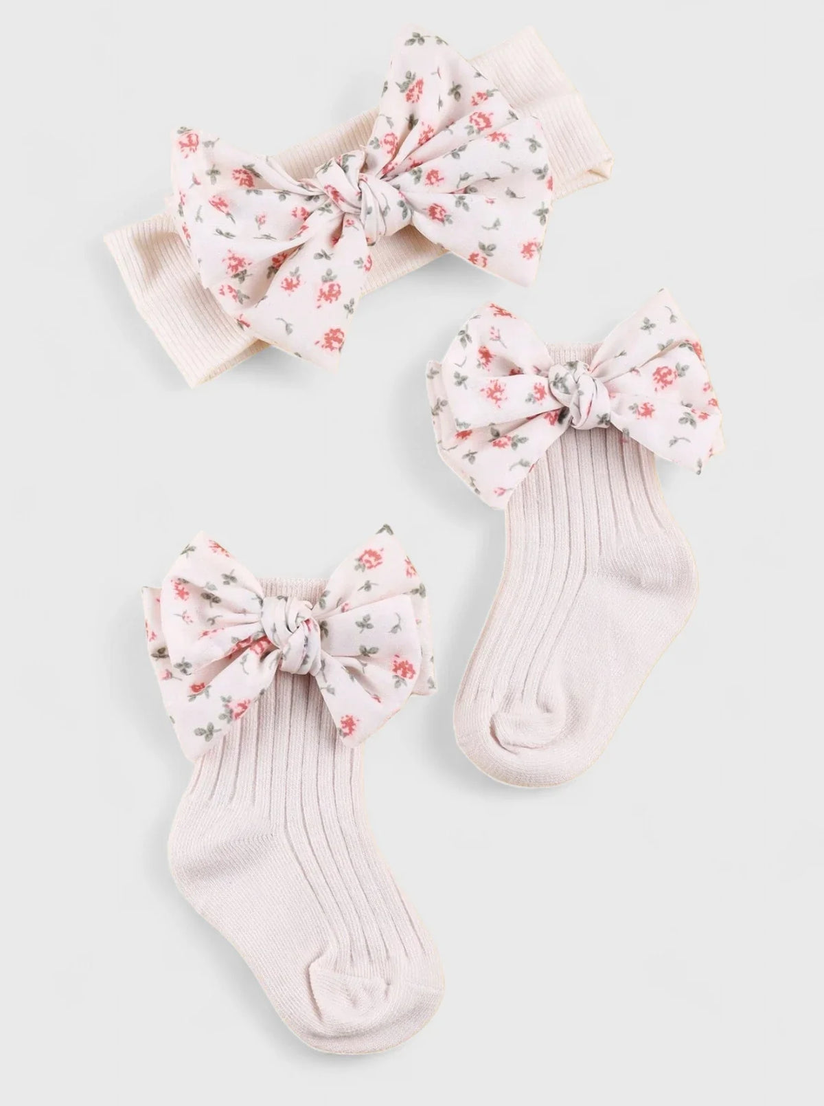 Baby Girl Socks and Bow Headband Set