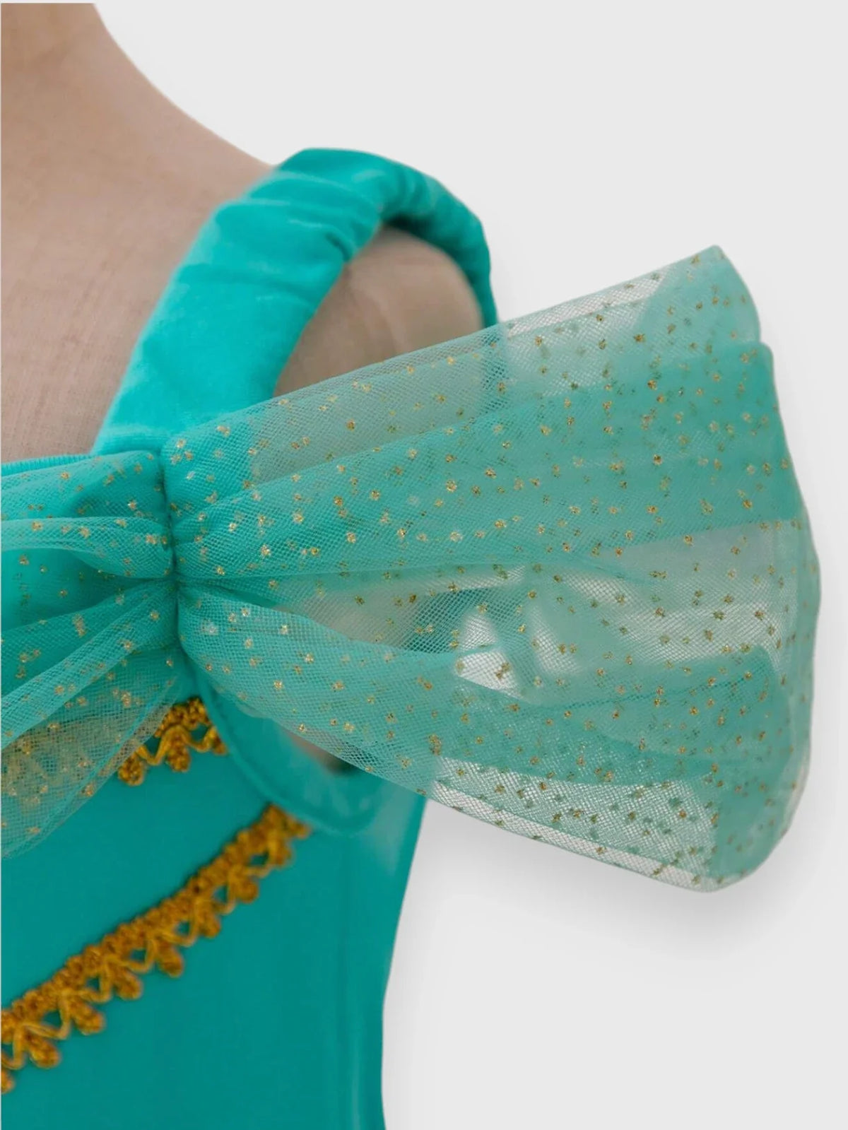 Girls Gold Ribbon Trim Princess Dress