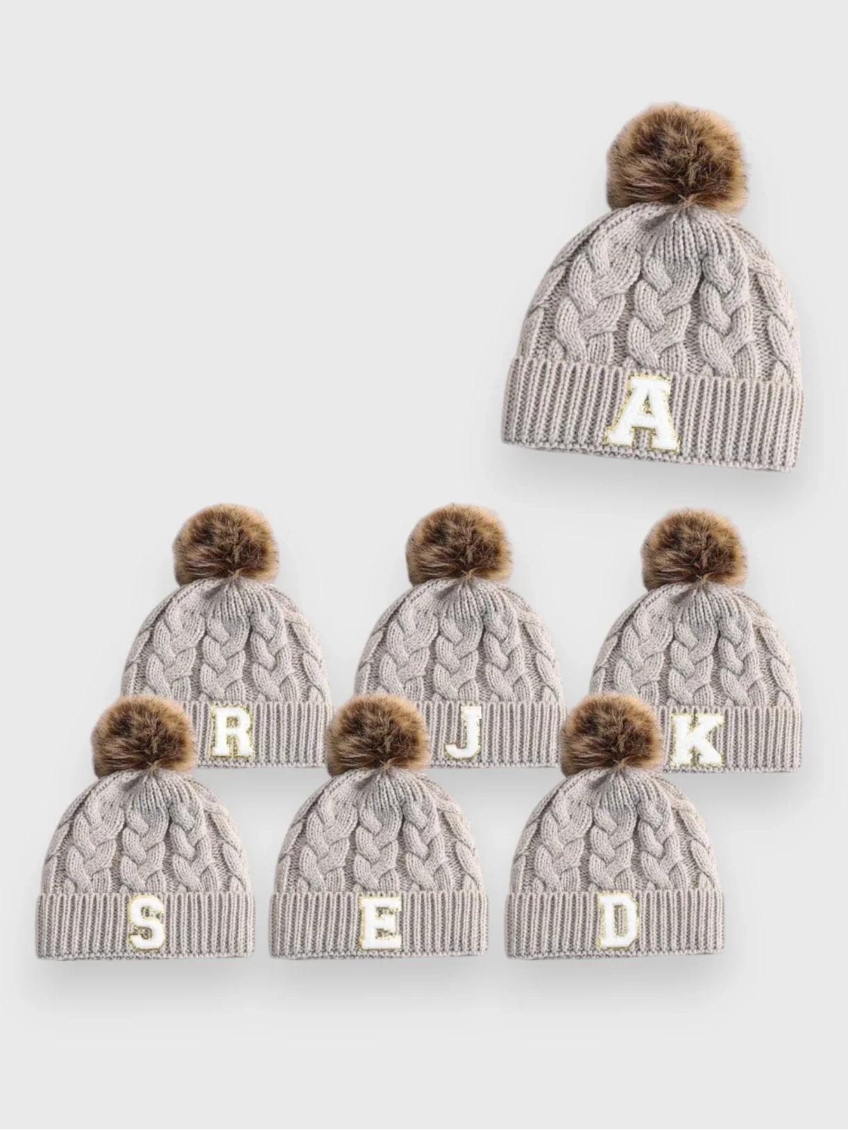Baby Toddler Letter Cable Knit Beanie Hat