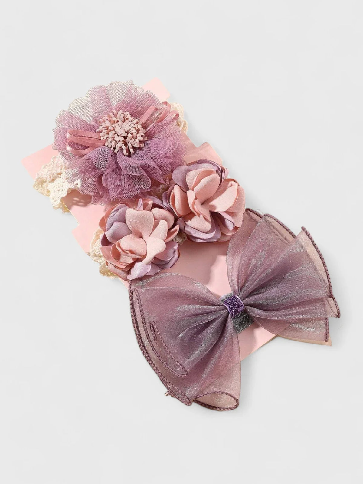 3 Pc Baby Girl Lace & Flower Headband Set