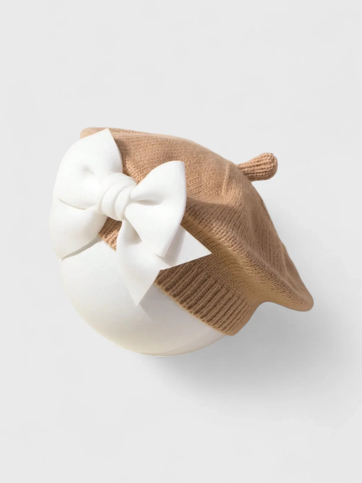 Baby Knitted Bow French Beret Hat