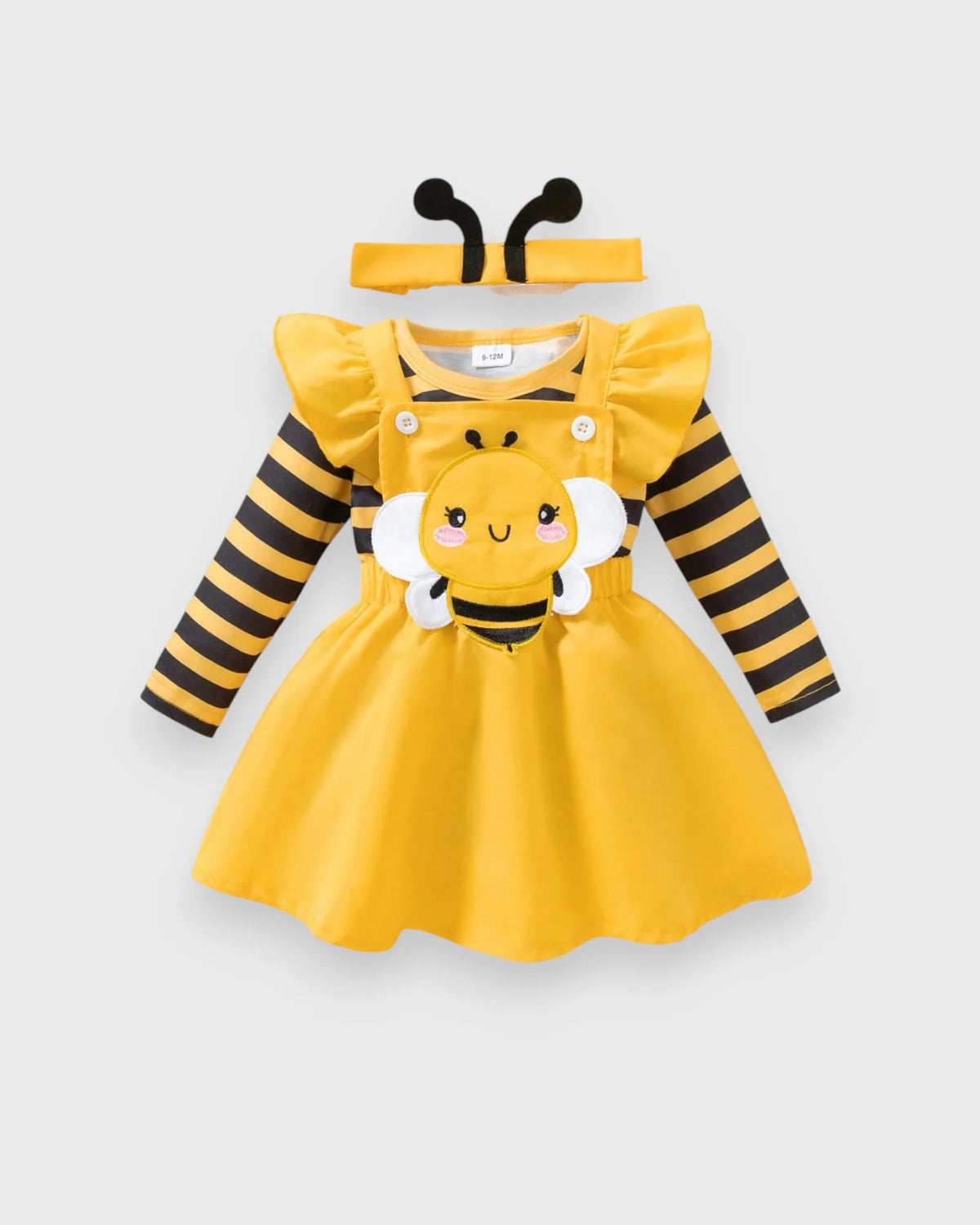 3 Pcs Baby Girl Bee Bodysuit and Overall Dress
