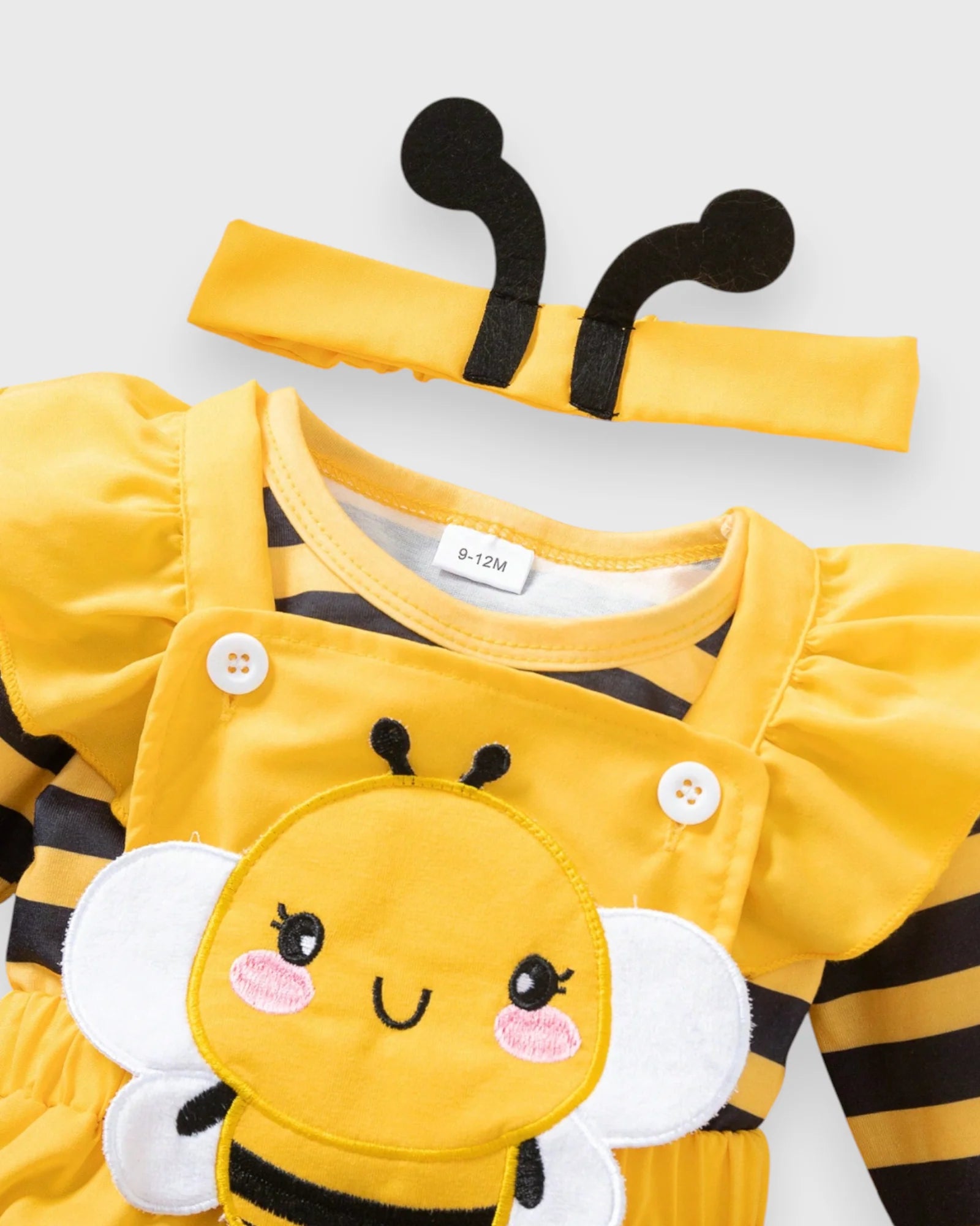 3 Pcs Baby Girl Bee Bodysuit and Overall Dress
