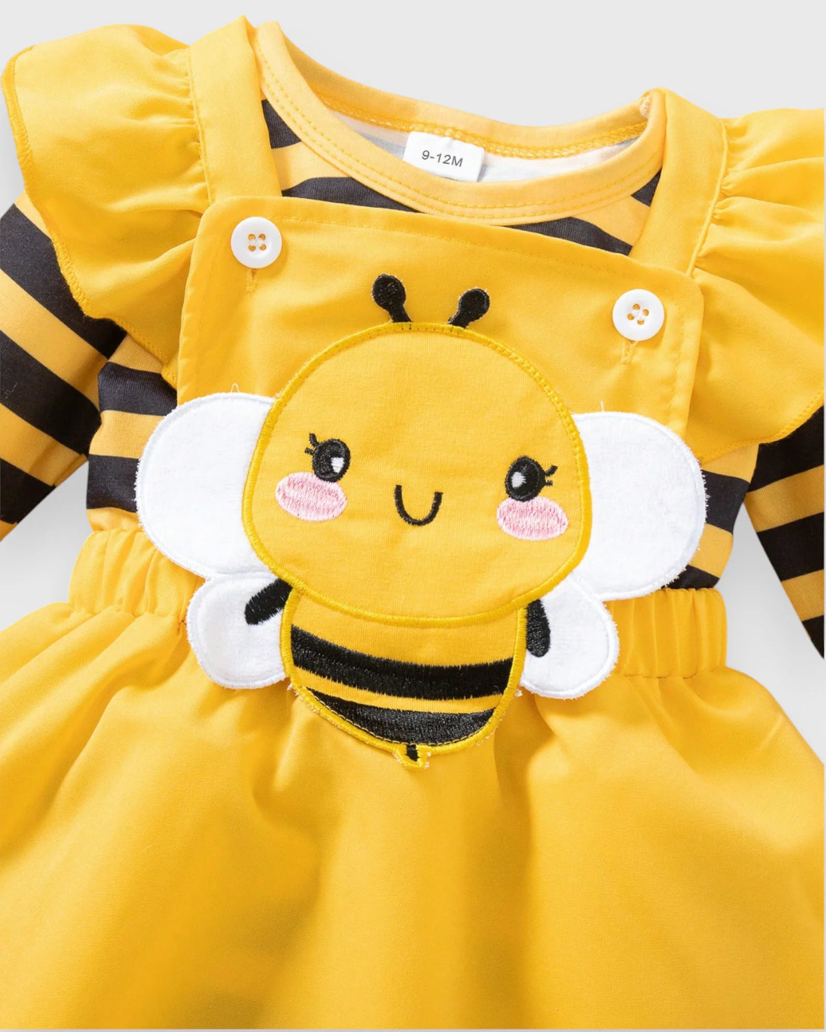 3 Pcs Baby Girl Bee Bodysuit and Overall Dress