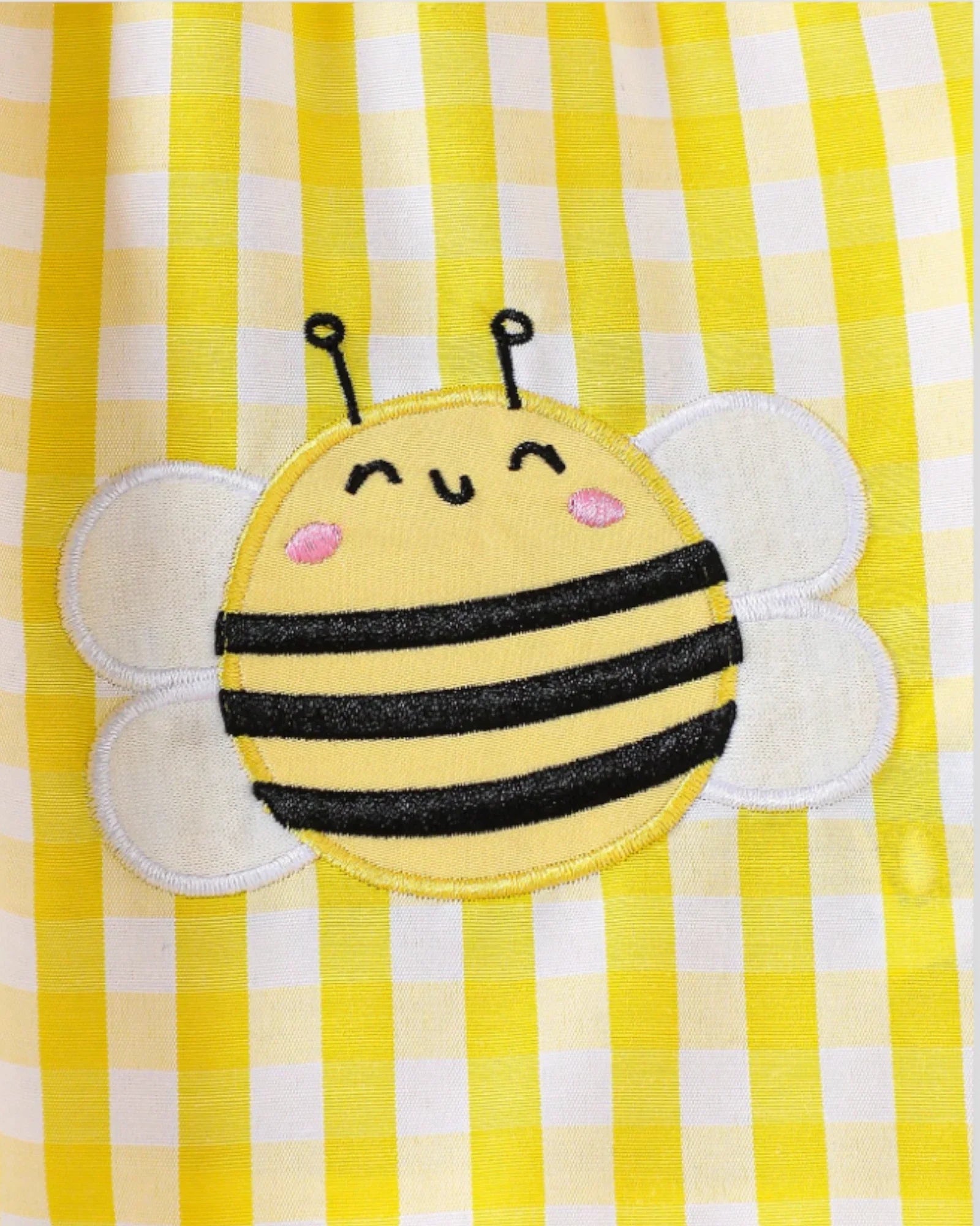 Baby Girl Animal Patch Gingham Collar Dress