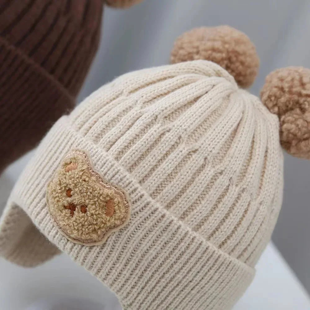 Cozy Bear Ear Baby Knit Hat