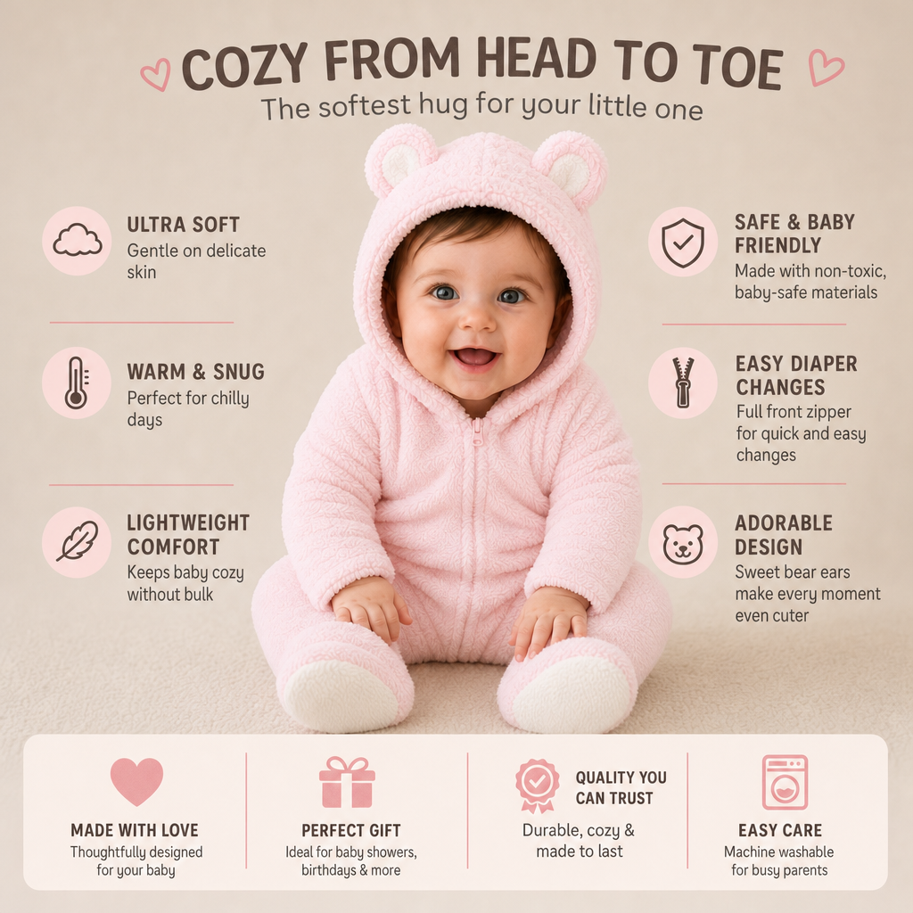 Cozy Bear Romper Pink