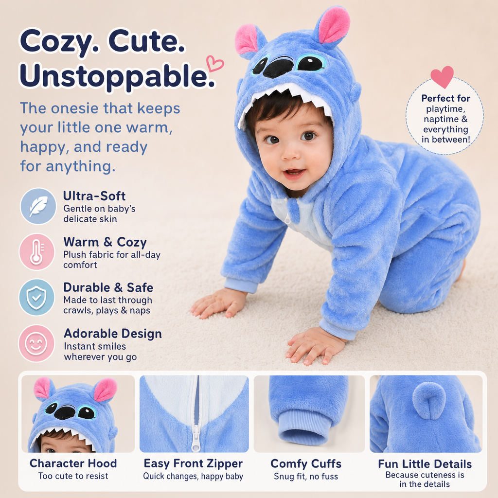 Cozy Animal Hooded Romper