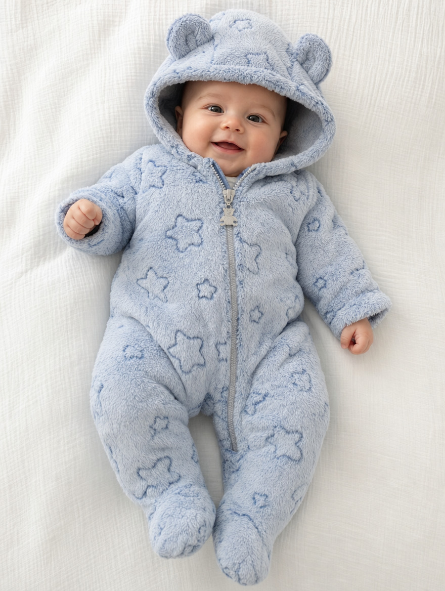 Kids' Plush Jumpsuit Sky Blue/Dark Blue/Pink