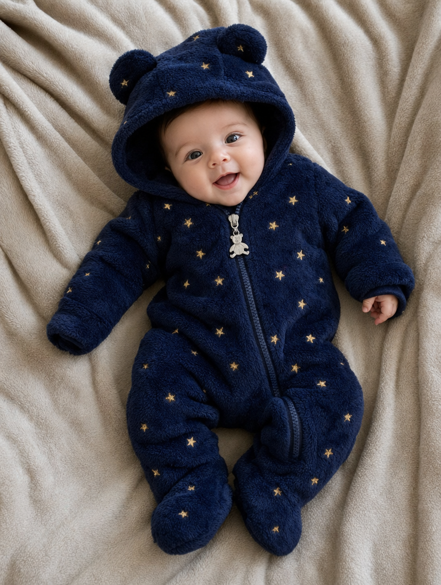 Kids' Plush Jumpsuit Sky Blue/Dark Blue/Pink