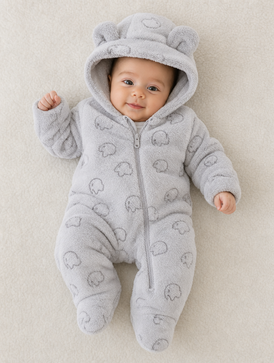 Kids' Plush Jumpsuit Sky Blue/Dark Blue/Pink