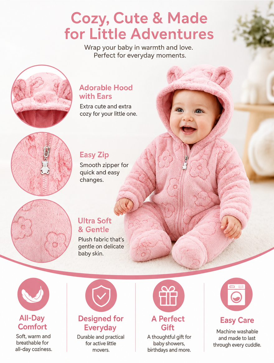 Kids' Plush Jumpsuit Sky Blue/Dark Blue/Pink