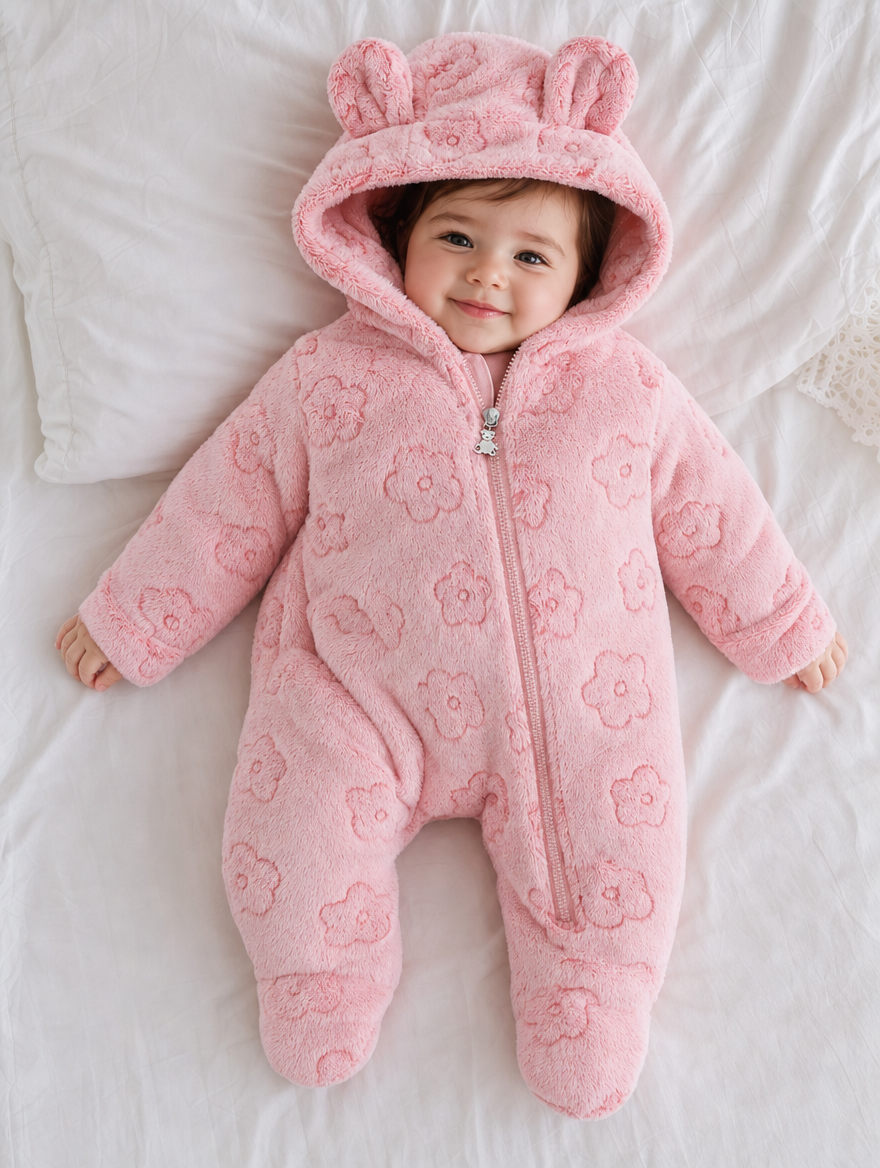 Kids' Plush Jumpsuit Sky Blue/Dark Blue/Pink