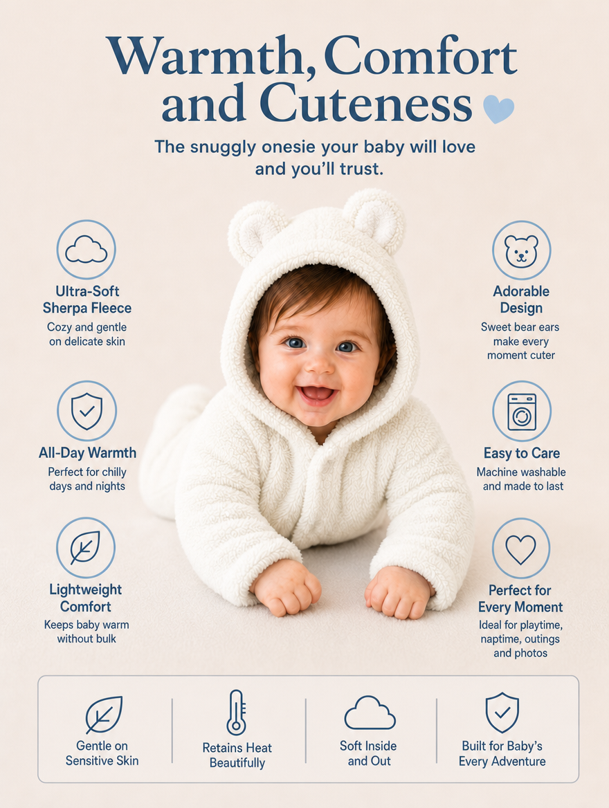 Cozy Bear Baby Romper – Soft & Warm All-in-One