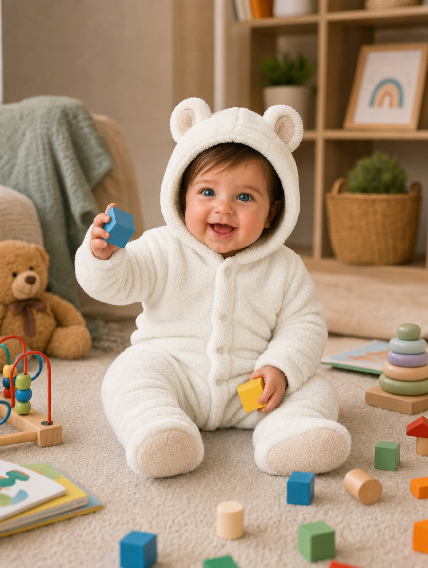 Cozy Bear Baby Romper – Soft & Warm All-in-One