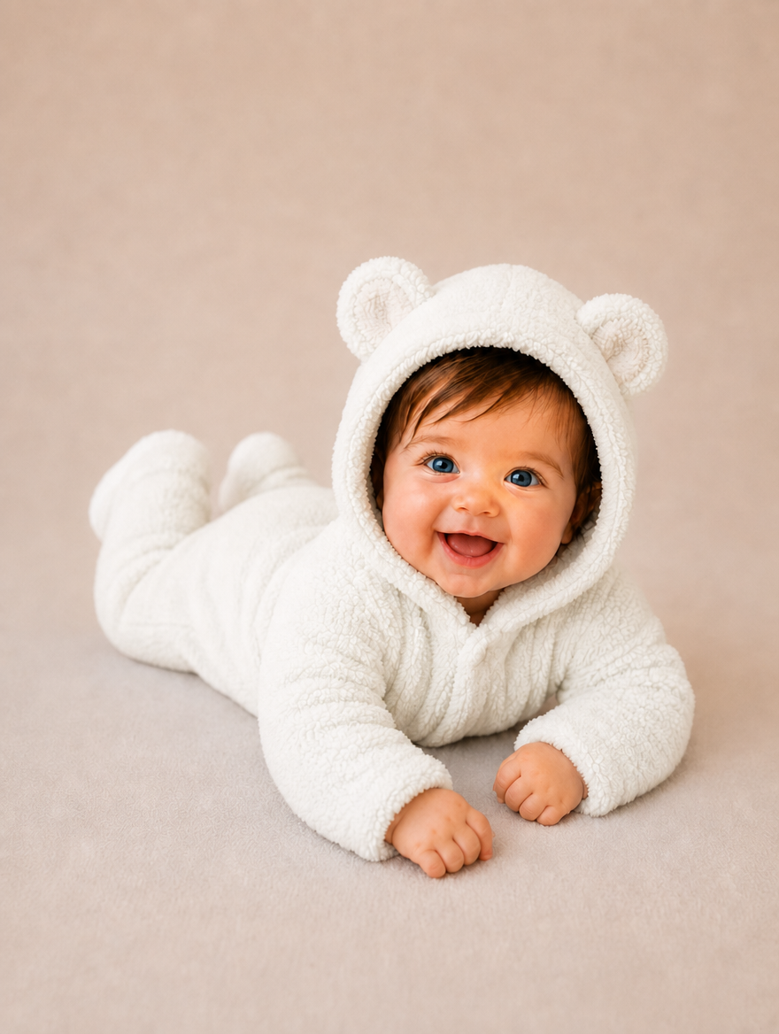 Cozy Bear Baby Romper – Soft & Warm All-in-One