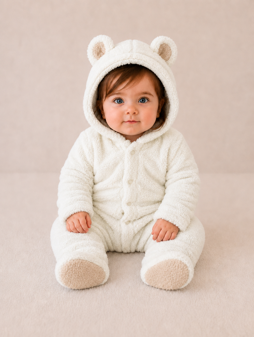 Cozy Bear Baby Romper – Soft & Warm All-in-One