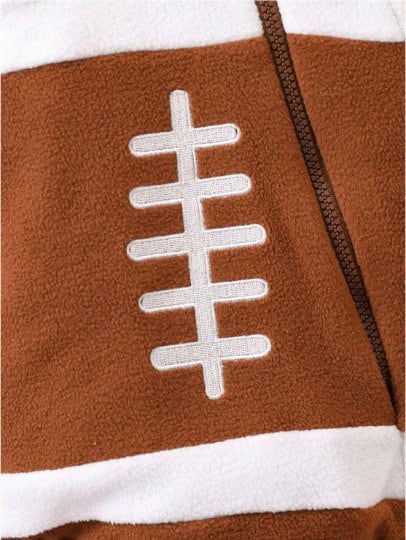 2 Piece baby Boy American Football Fleece hooded bodysuit